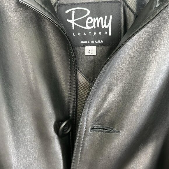 Vintage Remy Women's Sz 40 Full Length Leather Belted Trench Coat Luxury Supple - Picture 3 of 13